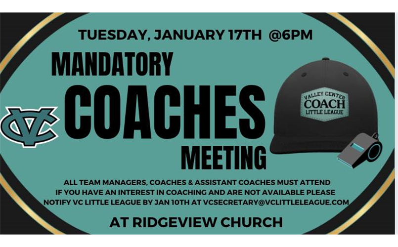 Coaches Needed and don’t forget the mandatory Coach meeting on Jan 17th!